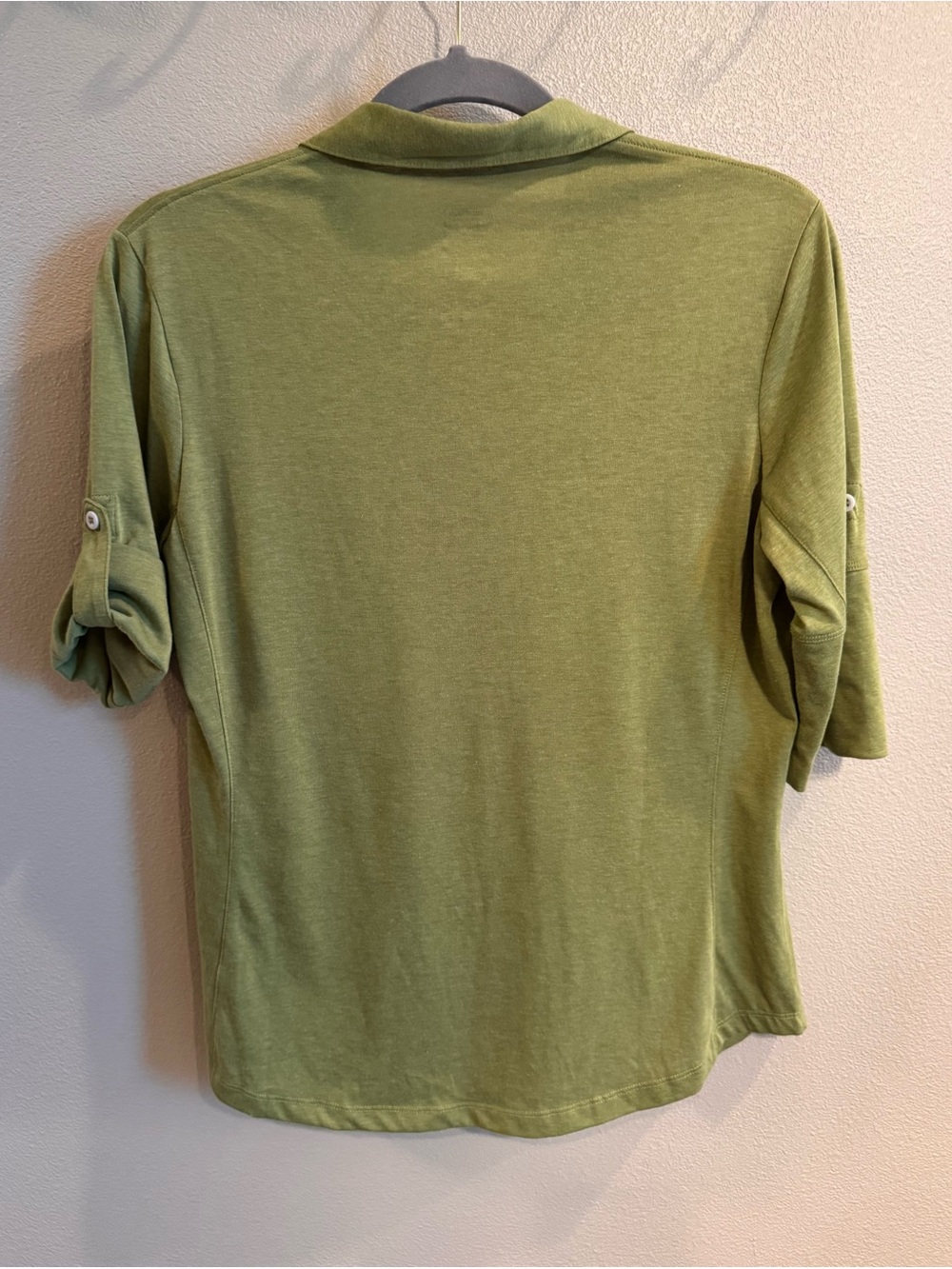 Stio Olive Green Collared Double Pocket Roll Tab Knit Top - Picture 2 of 10